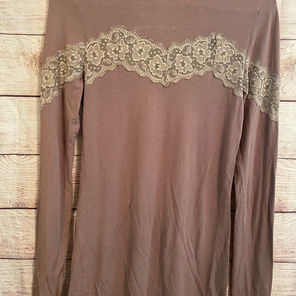 FREE People Vintage Y2K Lace Trim Turtleneck Tunic Dress Small - Picture 3 of 4